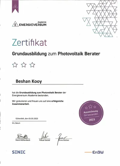 Nachweis: Photovoltaik